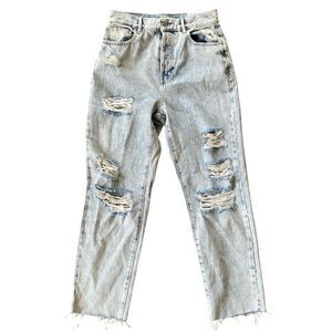 Pacsun Distressed Light Wash Raw Hem High Rise Straight Leg Jeans NWT Size 26